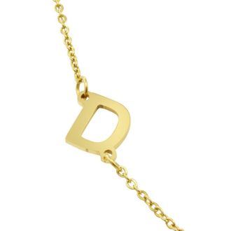 Dainty D Initial Sideways Necklace In Gold Overlay, 16 Inches