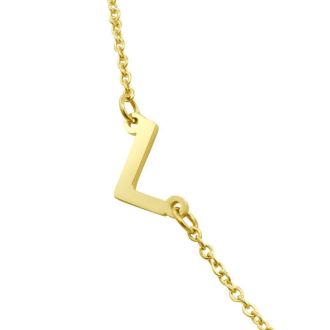 Dainty L Initial Sideways Necklace In Gold Overlay, 16 Inches