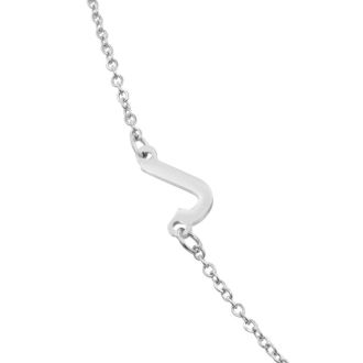 Dainty J Initial Sideways Necklace In Silver Overlay, 16 Inches