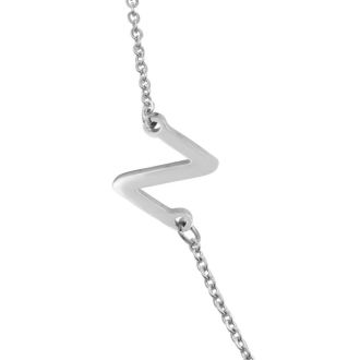 Dainty Z Initial Sideways Necklace In Silver Overlay, 16 Inches