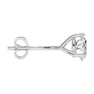 3/8 Carat Round Shape Single Diamond Stud Earring In 14 Karat White Gold, Martini Setting