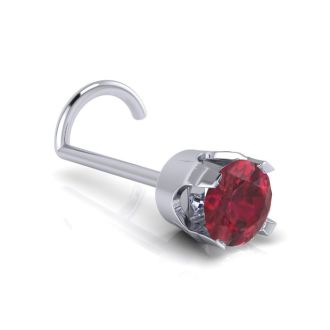 0.03ct 2mm Ruby Nose Ring In 14K White Gold