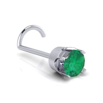 0.03ct 2mm Emerald Nose Ring In 14K White Gold