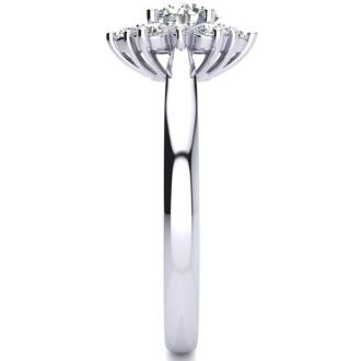 1 1/2 Carat Round Shape Halo Diamond Engagement Ring In 14K White Gold