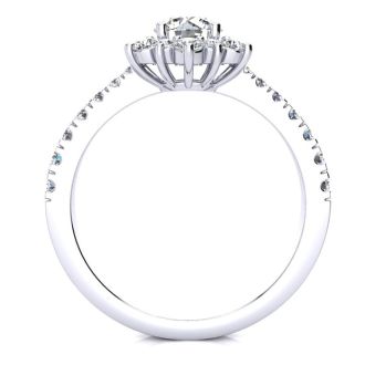2 Carat Round Shape Halo Diamond Engagement Ring In 14K White Gold