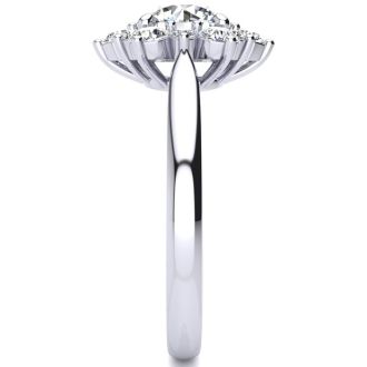 3/4 Carat Round Shape Halo Diamond Engagement Ring In 14K White Gold