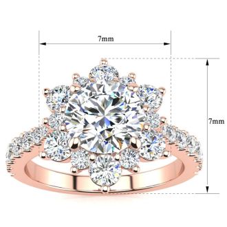 1 Carat Round Shape Halo Diamond Engagement Ring In 14K Rose Gold