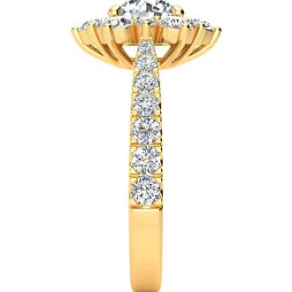 1 Carat Round Shape Halo Diamond Engagement Ring In 14K Yellow Gold