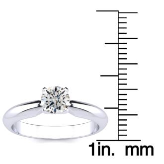 Round Engagement Rings, 1/2 Carat Round Diamond Solitaire Ring Crafted In 14K White Gold