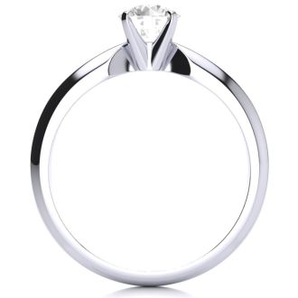 Round Engagement Rings, 1/2 Carat Round Diamond Solitaire Ring Crafted In 14K White Gold