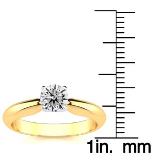 Round Engagement Rings, 1/2 Carat Round Diamond Solitaire Ring Crafted In 14K Yellow Gold