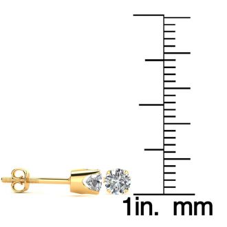 Colorless 1/3 Carat Diamond Stud Earrings 14 Karat Yellow Gold. Genuine, Natural, Fiery, White Diamonds!
