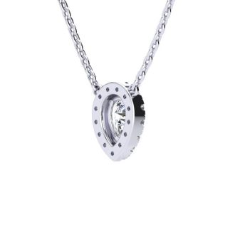 1/4 Carat Pear Shape Halo Diamond Necklace In 14K White Gold