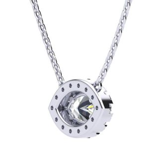 1/2 Carat Marquise Shape Halo Diamond Necklace In 14K White Gold