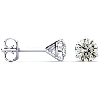 1 1/2 Carat Colorless Diamond Stud Earrings in 14 Karat White Gold Martini Setting