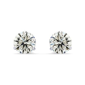 1 1/2 Carat Colorless Diamond Stud Earrings in 14 Karat White Gold Martini Setting
