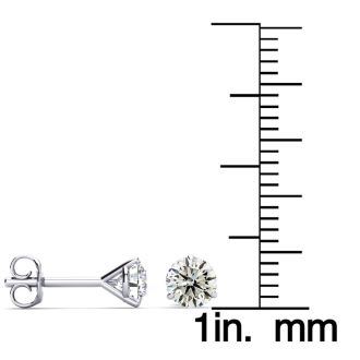 1 1/2 Carat Colorless Diamond Stud Earrings in 14 Karat White Gold Martini Setting