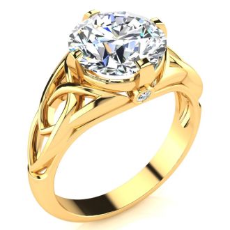 4 Carat Celtic Love Knot Diamond Engagement Ring In 14K Yellow Gold