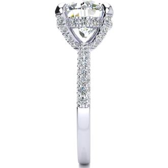 4 3/4 Carat Halo Diamond Engagement Ring With 4 Carat Center Diamond In 14K White Gold