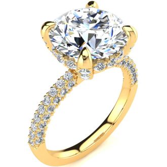 4 3/4 Carat Halo Diamond Engagement Ring With 4 Carat Center Diamond In 14K Yellow Gold