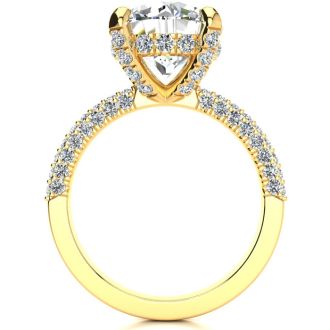 4 3/4 Carat Halo Diamond Engagement Ring With 4 Carat Center Diamond In 14K Yellow Gold