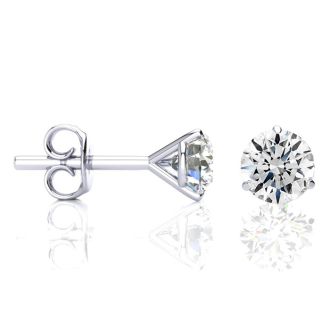 1.65 Carat Colorless Diamond Stud Earrings in 14 Karat White Gold Martini Setting