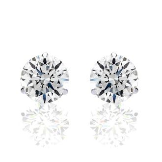 1.65 Carat Colorless Diamond Stud Earrings in 14 Karat White Gold Martini Setting