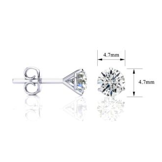 1.65 Carat Colorless Diamond Stud Earrings in 14 Karat White Gold Martini Setting