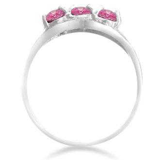 1 1/2ct Pink Topaz and Diamond Ring in Sterling Silver, Size 7 and 8 Left!