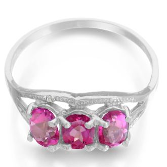 1 1/2ct Pink Topaz and Diamond Ring in Sterling Silver, Size 7 and 8 Left!
