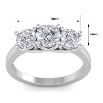 2 Carat Three Diamond Ring In 14 Karat White Gold