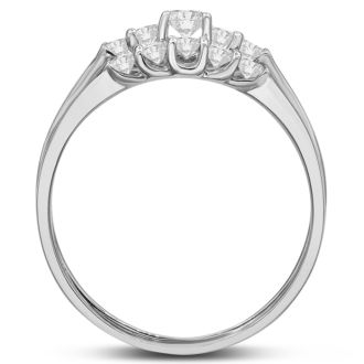 1/2ct Diamond Bridal Set With .12ct Center Diamond in 14k White Gold, Size 6