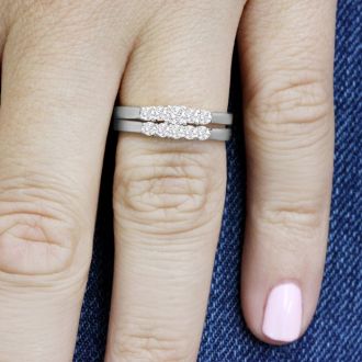 1/2ct Diamond Bridal Set With .12ct Center Diamond in 14k White Gold, Size 6