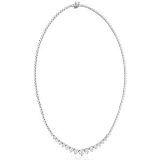 Graduated 10 Carat Diamond Tennis Necklace In 14 Karat White Gold, 17 Inches