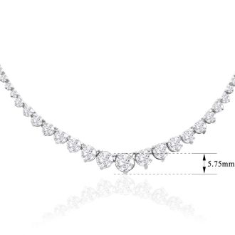 Graduated 10 Carat Diamond Tennis Necklace In 14 Karat White Gold, 17 Inches