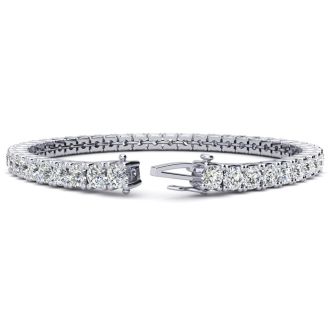7 Carat Round Diamond Tennis Bracelet In 14 Karat Yellow Gold, 7 Inches
