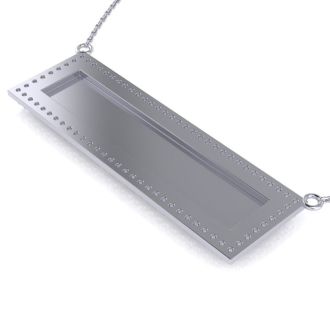 14K White Gold .38ct Diamond Bar Necklace With Free Custom Engraving, 18 Inches