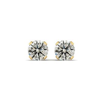 1 Carat Diamond Stud Earrings In 14 Karat Yellow Gold