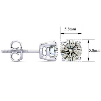 1 1/2 Carat Colorless Diamond Stud Earrings In 14 Karat White Gold