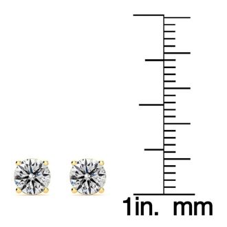 1 1/2 Carat Colorless Diamond Stud Earrings In 14 Karat Yellow Gold