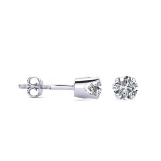 1/4 Carat Very Shiny Diamond Stud Earrings In 14 Karat White Gold