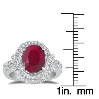 Eye-Catching 4.12ct Oval Ruby and Diamond Ring in 14k White Gold