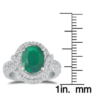 Eye-Catching 4.12ct Oval Emerald and Diamond Ring in 14k White Gold