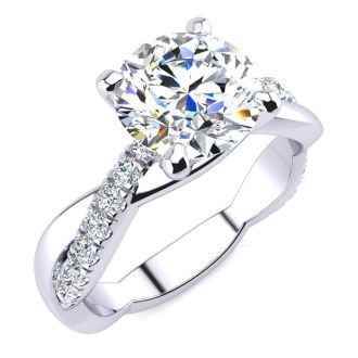 1 3/4 Carat Diamond Engagement Ring In 14K White Gold, 1 1/2 Carat Center Diamond, H-I I1-I2