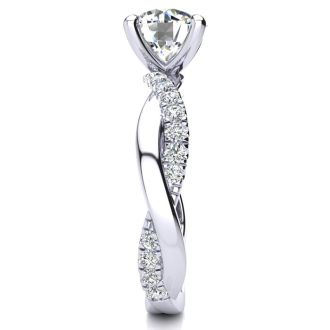 1 3/4 Carat Diamond Engagement Ring In 14K White Gold, 1 1/2 Carat Center Diamond, H-I I1-I2