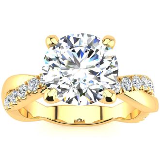 1 3/4 Carat Diamond Engagement Ring In 14K Yellow Gold, 1 1/2 Carat Center Diamond, H-I I1-I2