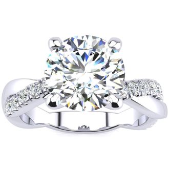 1 3/4 Carat Diamond Engagement Ring In 14K White Gold, 1 1/2 Carat Center Diamond, I-J I1-I2