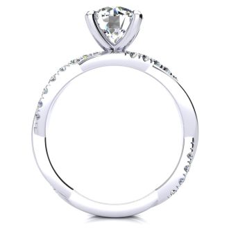 1 3/4 Carat Diamond Engagement Ring In 14K White Gold, 1 1/2 Carat Center Diamond, I-J I1-I2