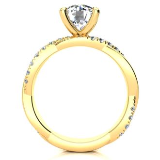 1 3/4 Carat Diamond Engagement Ring In 14K Yellow Gold, 1 1/2 Carat Center Diamond, I-J I1-I2