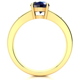 1 2/3ct Oval Shape Sapphire and Diamond Ring in 10k Yellow Gold